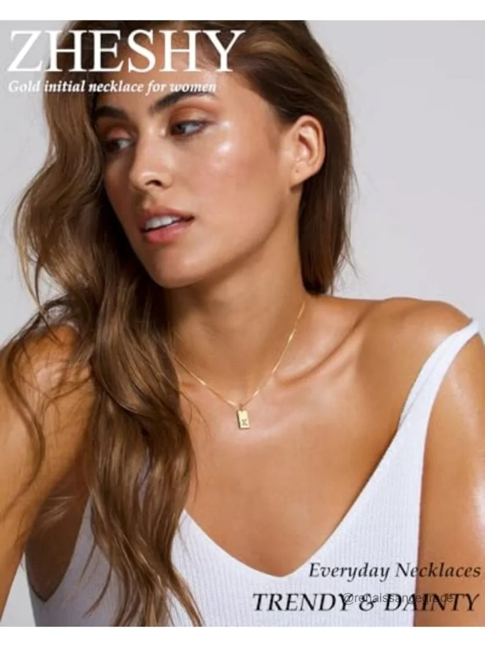 14k Gold Plated Initial Pendant Necklace for Women - Personalized Letter A-Z